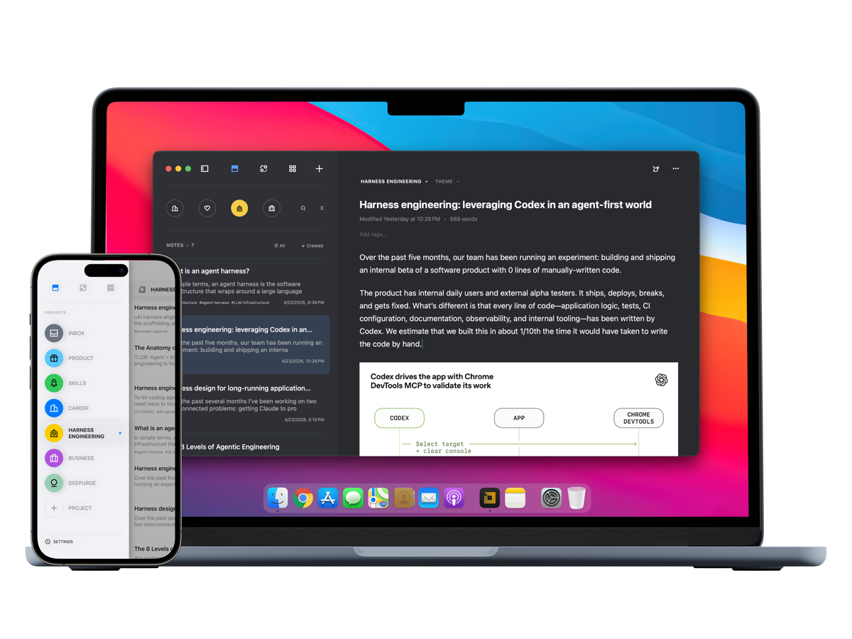Jotaid markdown note app with backlinks and knowledge graph running on macOS and iOS